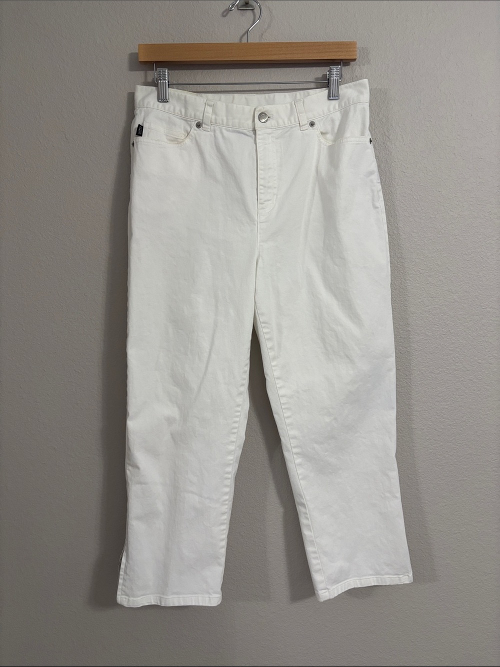 Lauren Ralph Lauren Women's White Straight-Leg Ankle Jeans Leg Zipper Detail 10P